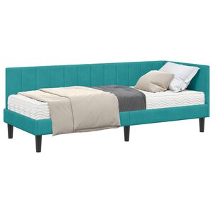 vidaXL Kutni krevetni okvir s madracem 2 kom. Tirkizna 80 x 200 cm
