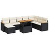 vidaXL 9-dijelni set vrtnih sofa s jastucima crni od poliratana bagrem