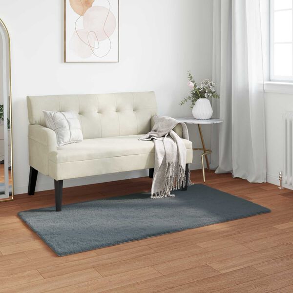 vidaXL Faux Rabbit Fur Rug Olite Antracit 80 x 150 cm Poliester