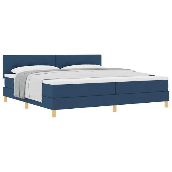 vidaXL Boxspring krevet s madracem Plava 200 x 200 cm tkanina