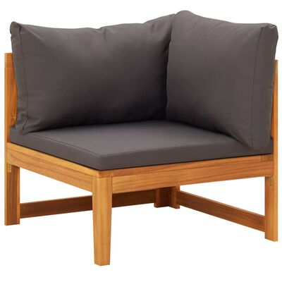 vidaXL Kutna sofa s tamnosivim jastucima masivno bagremovo drvo