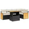 vidaXL 6-dijelni set vrtnih sofa s jastucima crni od poliratana