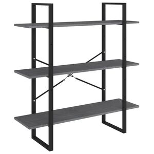 vidaXL Ormarić za knjige s 3 razine sivi 100 x 30 x 105 cm od borovine