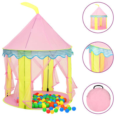 vidaXL Dječji šator za igru s 250 loptica ružičasti 100 x 100 x 127 cm