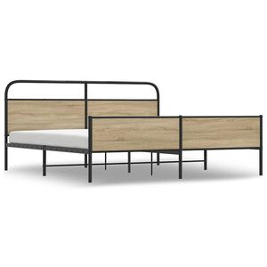 vidaXL Metalni okvir kreveta bez madraca boja hrasta 150 x 200 cm