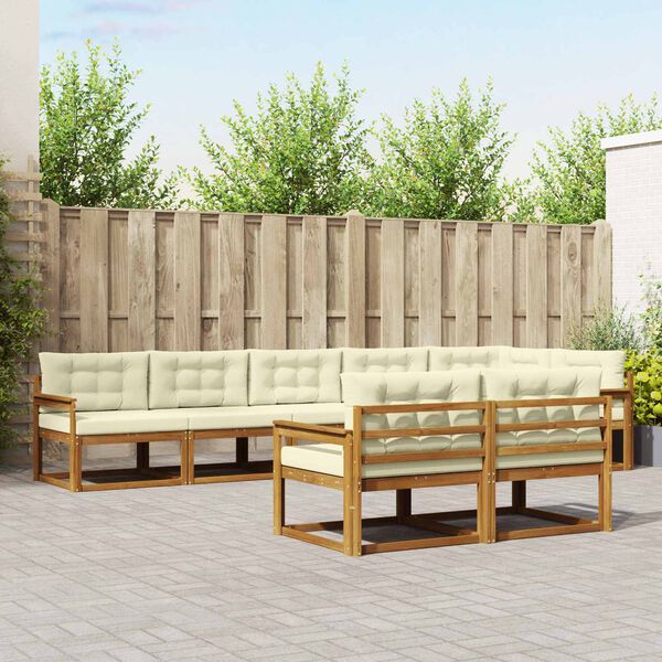 vidaXL Set vanjskih sofa s jastukom 8 pcs Prirodna i krem
