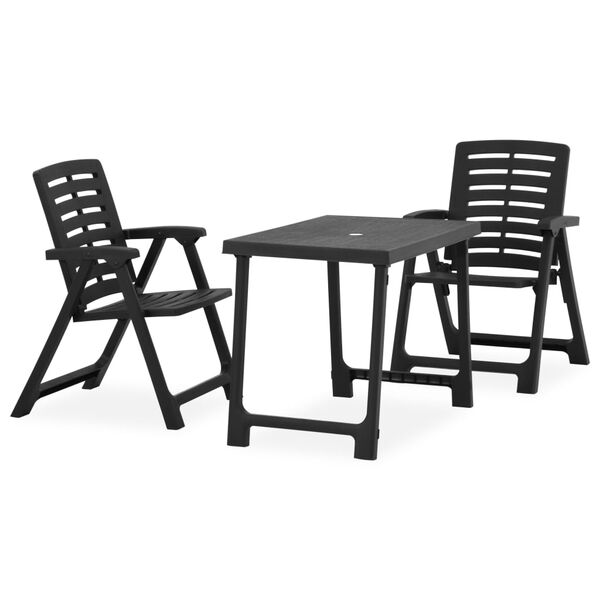 vidaXL 3-dijelni sklopivi bistro set plastični sivi