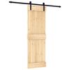 vidaXL Klizna vrata Prirodna i crna 70 x 210 cm Čvrsta borovina