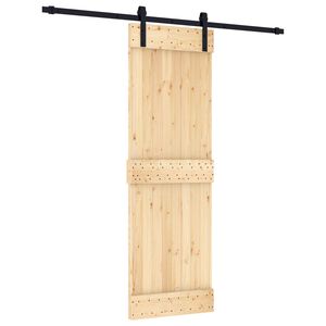 vidaXL Klizna vrata Prirodna i crna 70 x 210 cm Čvrsta borovina