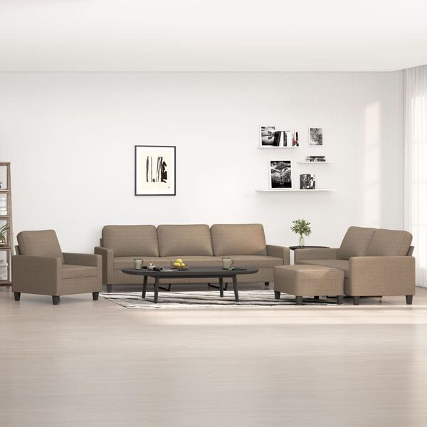 vidaXL 4-dijelni set sofa s jastucima smeđesivi od tkanine