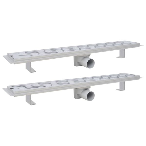 vidaXL Linearni odvod za tu&scaron; 2 kom valoviti 730 x 140 mm čelični