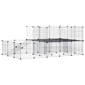 vidaXL Kavez za ljubimce s 44 panela i vratima crni 175 x 105 x 70 cm čelični
