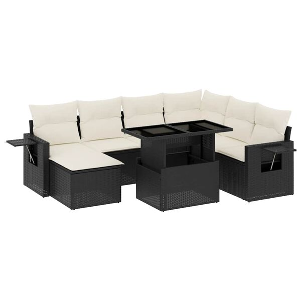 vidaXL 9-dijelni set vrtnih sofa s jastucima crni od poliratana