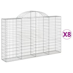 vidaXL Lučne gabionske ko&scaron;are 8 kom 200x30x120/140cm pocinčano željezo