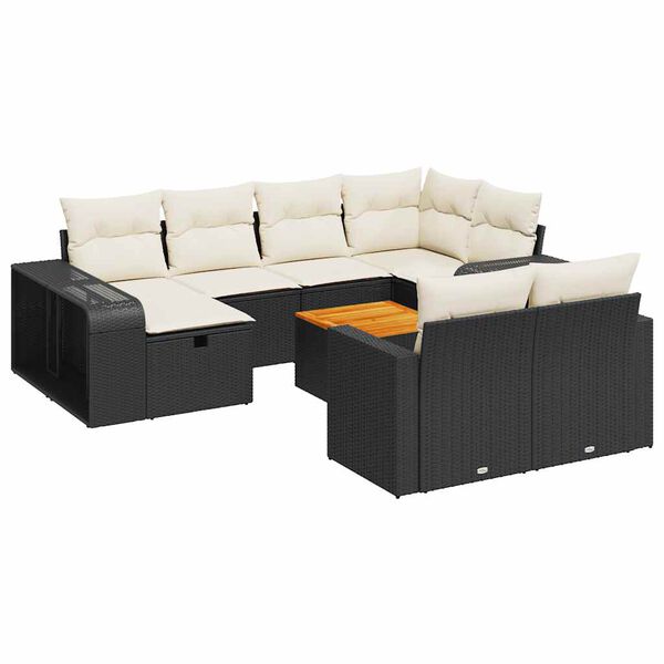 vidaXL 11-dijelni set vrtnih sofa od poliratana s jastucima crni