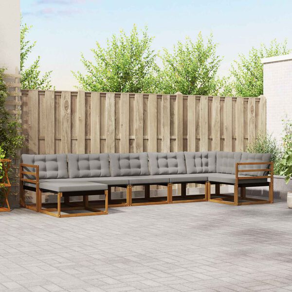 vidaXL Set vanjskih sofa s jastukom 7 pcs Prirodna i svijetlo siva