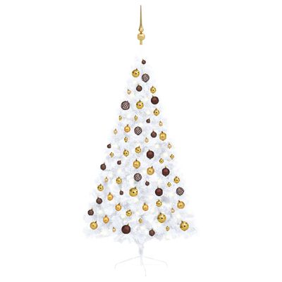 vidaXL Umjetna osvijetljena polovica božićnog drvca bijela 150 cm
