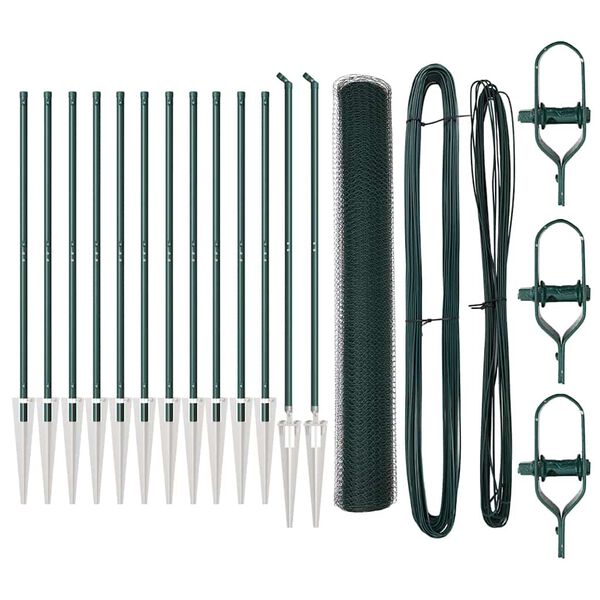 vidaXL Stup za ogradu Zelena 25 x 1,4 m (mreža 25 mm) Čelik i PVC