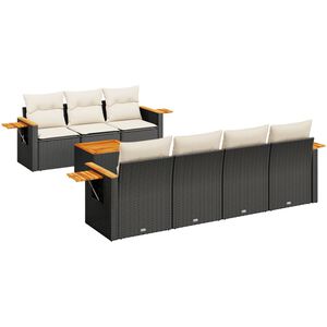 vidaXL 8-dijelni set vrtnih sofa od poliratana s jastucima crni