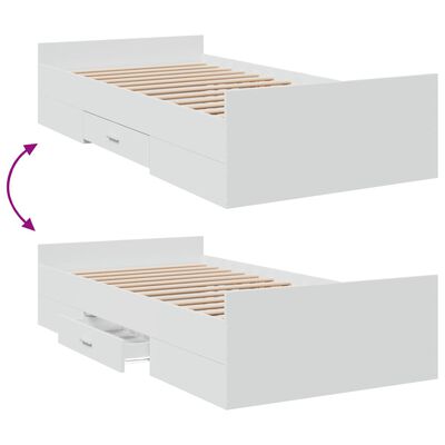 vidaXL Okvir kreveta s ladicama bijeli 90 x 200 cm konstruirano drvo