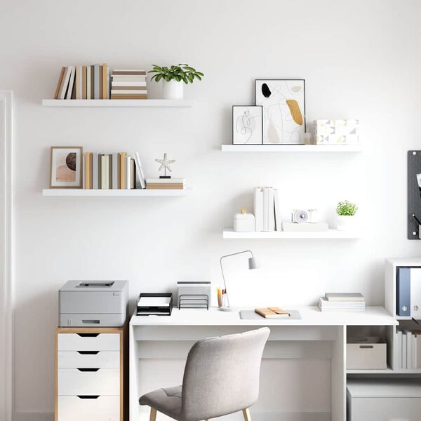 vidaXL Plutajuće zidne police 4 kom bijele 90 x 23,5 x 3,8 cm MDF