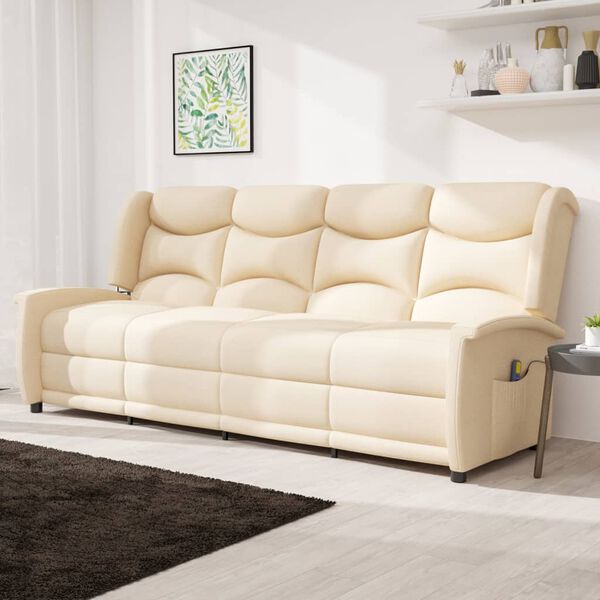 vidaXL Masažni četverosjed od tkanine krem