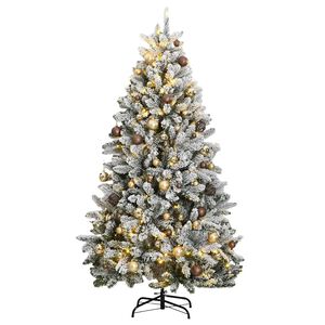 vidaXL Umjetno božićno drvce 300 LED sa &scaron;arkama i kuglicama 180 cm