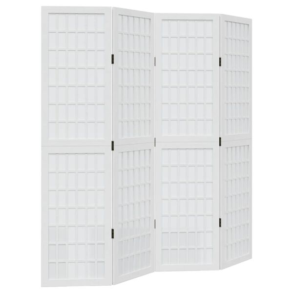 vidaXL Sobna pregrada s 4 panela bijela od masivnog drva paulovnije