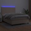vidaXL Krevet box spring madrac LED cappuccino 140x200cm umjetna koža