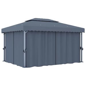 vidaXL Sjenica sa zastorom 4 x 3 m antracit aluminijska