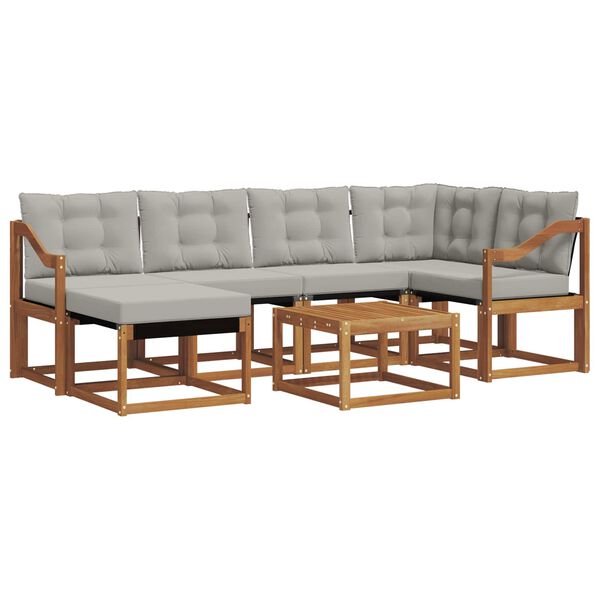 vidaXL Set vanjskih sofa s jastukom 7 pcs Prirodna i svijetlo siva