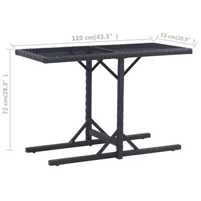 vidaXL Vrtni stol crni 110 x 53 x 72 cm stakleni i poliratan