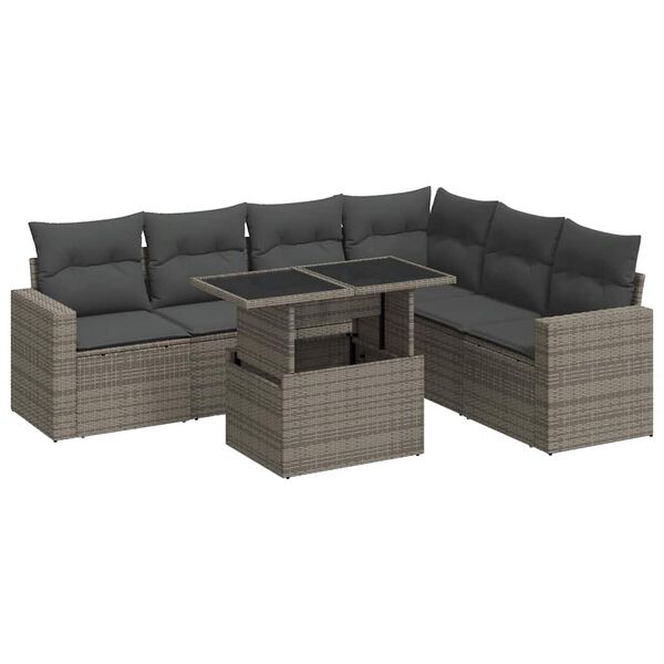 vidaXL 7-dijelni set vrtnih sofa sivi od poliratana