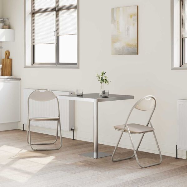 vidaXL Sklopiva stolica 2 pcs Pijesak 48 x 43,5 x 81 cm Lažna koža