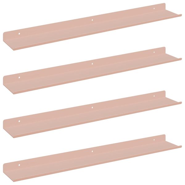 vidaXL Lebdeća polica Zidne 4 pcs Ružičasta 60 x 9 x 2,5 cm Čelik