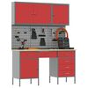 vidaXL Radni ormar s ladicama 8 pcs Crvena Inženjerska drva i čelik