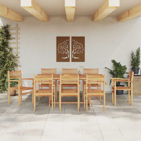 vidaXL Stolica 8 pcs Smeđa 56 x 55 x 90.5 cm Čvrsto teak drvo