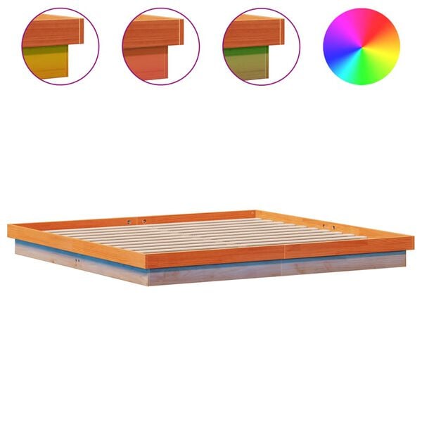 vidaXL LED okvir kreveta vo&scaron;tano smeđi 200x200 cm od masivne borovine