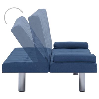 vidaXL Kauč na razvlačenje od poliestera s dva jastuka plavi