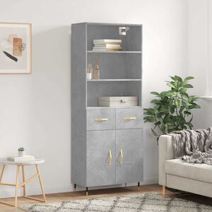 vidaXL Visoka komoda siva betona 69,5x34x180 cm od konstruiranog drva
