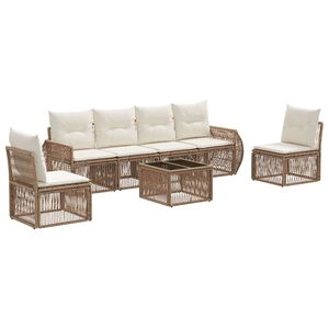 vidaXL Sjedeća garnitura za vrt 7 pcs Bež i krem bijela poliratan