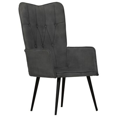 vidaXL Fotelja s krilnim naslonom od platna crna