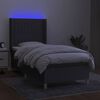 vidaXL Krevet box spring s madracem LED tamnosivi 90x200 cm tkanina