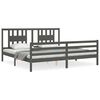 vidaXL Okvir za krevet s uzglavljem sivi 200 x 200 cm od masivnog drva