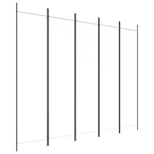 vidaXL Sobna pregrada s 5 panela bijela 250 x 200 cm od tkanine
