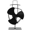 vidaXL Ventilator za peć na toplinski pogon s 3 lopatice crni