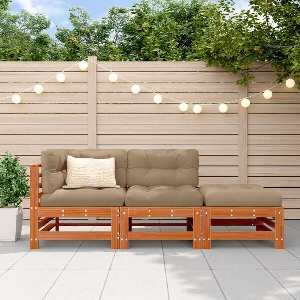 vidaXL Sekcionalna sofa 3 Komad Vosak Smeđa Masivna borovina