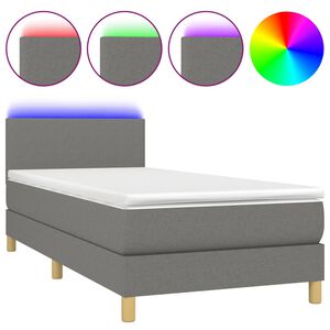 vidaXL Krevet box spring s madracem LED tamnosivi 80 x 200 cm tkanina