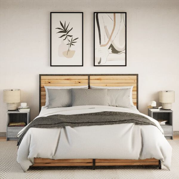 vidaXL Noćni ormarići s LED svjetlima 2 kom boja sivog hrasta sonome