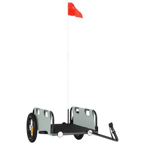 vidaXL Prikolica za bicikl siva od tkanine Oxford i željeza